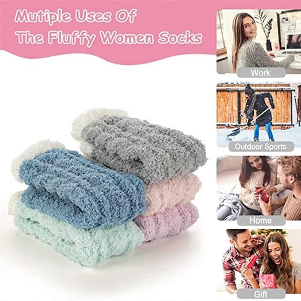 Damstrumpor 5 par Fuzzy Sock Toffelstrumpa Mikrofiber Sovstrumpa