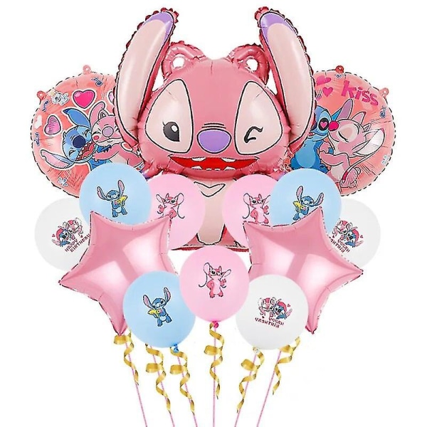 Rosa Stitch Bursdagsfest Dekorasjon Lilo Og Stitch Tema Servise Engel Ballonger Tallerkener Kopper Forbruksvarer For Barn Jenter Høy Kvalitet balloon set 2