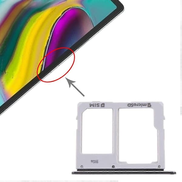 Til Samsung Galaxy Tab S5e SM-T725 SIM-kortbakke + Micro SD-kortbakke Black