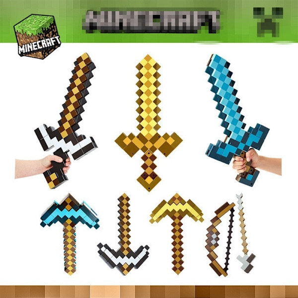 Minecraft Leksaker Barnstorlek Rollspelsaccessoarer Barnpresent Bekväm Klassisk - Perfekt Gray/2-in-1