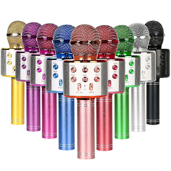 Trådlös Bluetooth Karaoke Handhållen Mikrofon, Hem KTV Spelare, Stöd iOS Dator, Blå