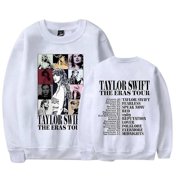 2024 Taylor Swift The Eras Tour -paita, pitkähihainen, rento, löysä, unisex, valkoinen White 3XL