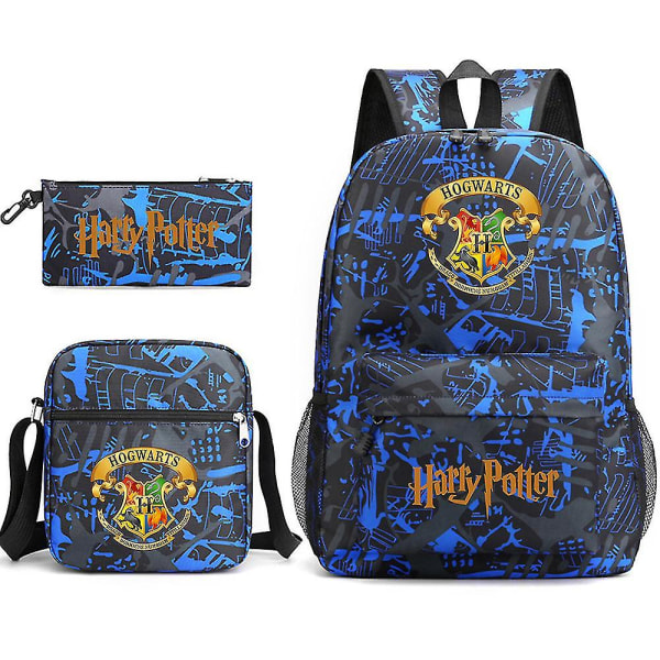 Børne Harry Potter tredelt skoletaske trykt udendørs rygsæk med stor kapacitet#1 blue suit