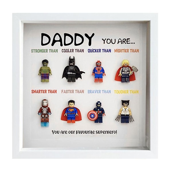 8 Superhelte Fotoramme Væg Tegneseriefigur Kunstværk Familiedekoration Daddy Day Gift