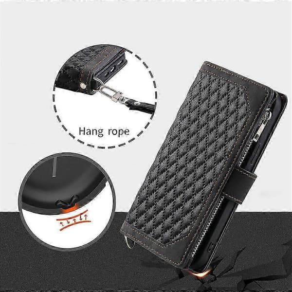 Etui til iPhone 11 Glidelåsdeksel med håndleddsstropp Lommeboketui Håndstropp... Black