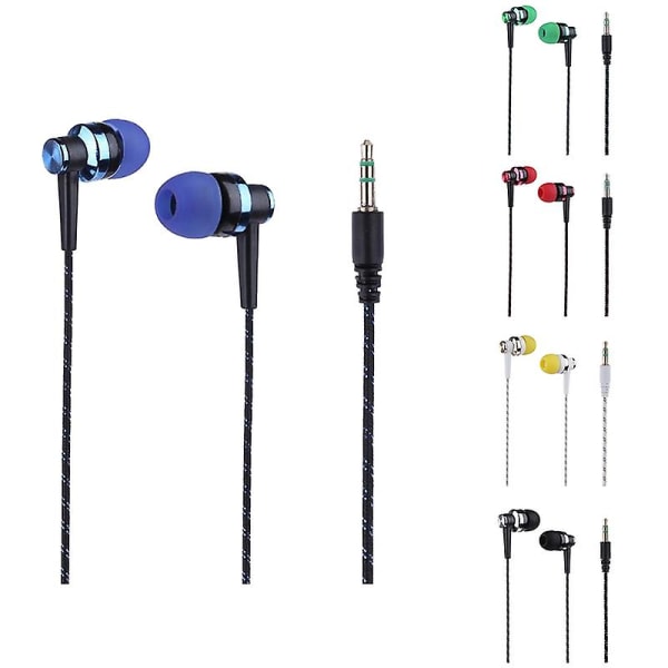 Stilig flettet linjestereo musikkhodetelefoner for in-ear headset uten mikrofonhodetelefoner Blue