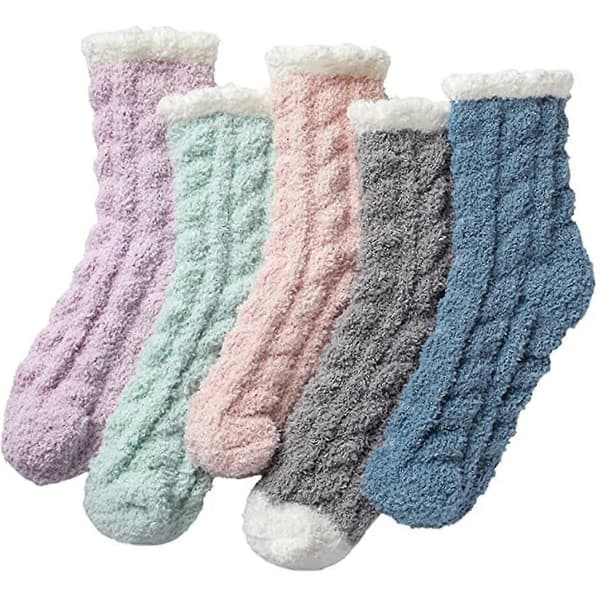 Damstrumpor 5 par Fuzzy Sock Toffelstrumpa Mikrofiber Sovstrumpa