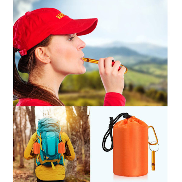 Nødsovepose med fløyte, ultralett vanntett varmt teppe for camping, fotturer grønn green 2pc
