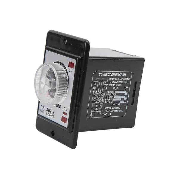 AH2‑Y 60S Tidsrelæ Lille Pointer Tidsstyring Knapstyring Tidsrelæ 8 Fods Timer 24VDC