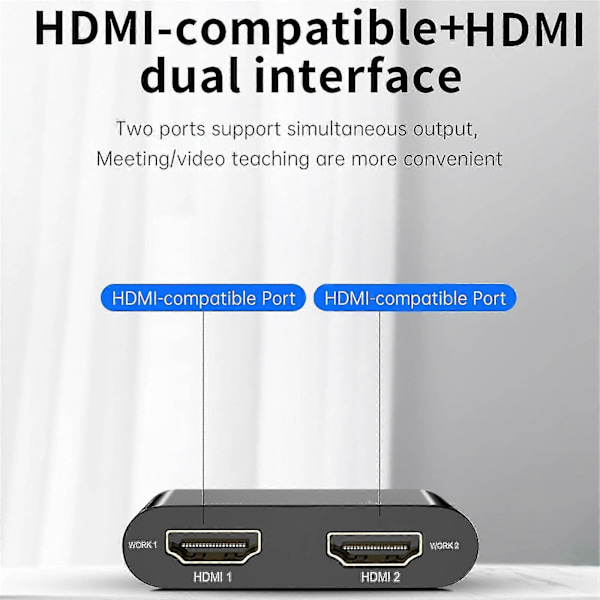 Usb 3.0 - Kaksois-HDMI-sovitin ulkoiselle videolle - Vain Windows-tuki Black