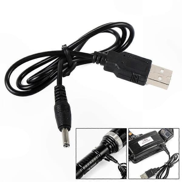 Ladekabel for LED-lommelykt og hodelykt med USB-tilkobling
