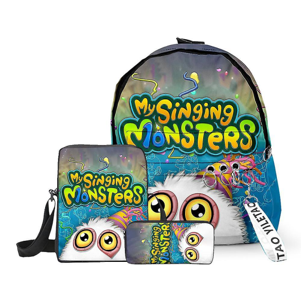 My Singing Monsters Monster Concert -kolmiosainen koululaukku, oppilaan reppu, olkalaukku, kynäkotelo 10 pencil case