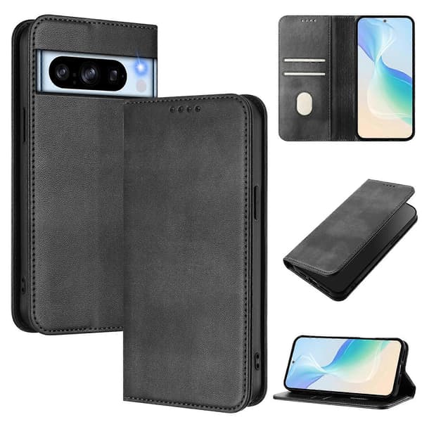 Kompatibel med Google Pixel 8 Pro Plånboksfodral Retro Textur RFID Läder Telefonfodral Black