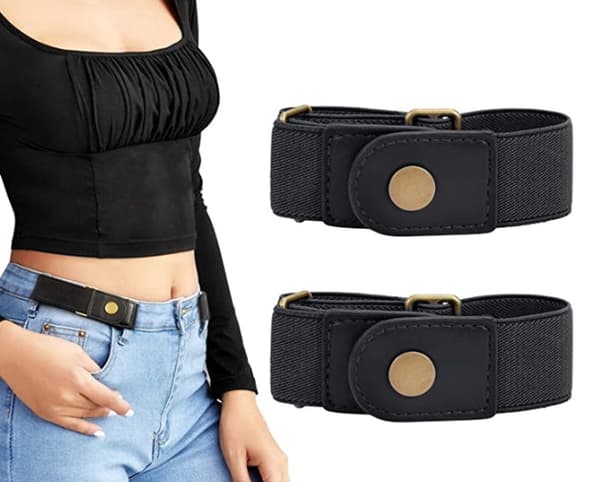 2 stk. elastisk belte uten spenne for kvinner og menn, elastisk midje for jeans og bukser