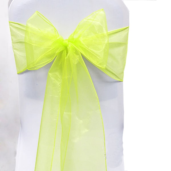 10 kpl hää organza tuolirusetit Rusettirusetti Juhlan koristelu Fluoresoiva keltainen Flourescent Yellow 10 PCS