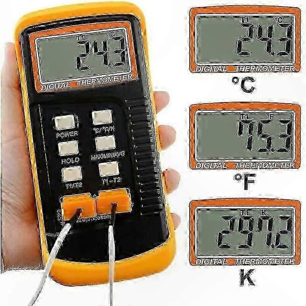 Högtemperatur Typ K Termometer med 1300°C Termoelementsensor
