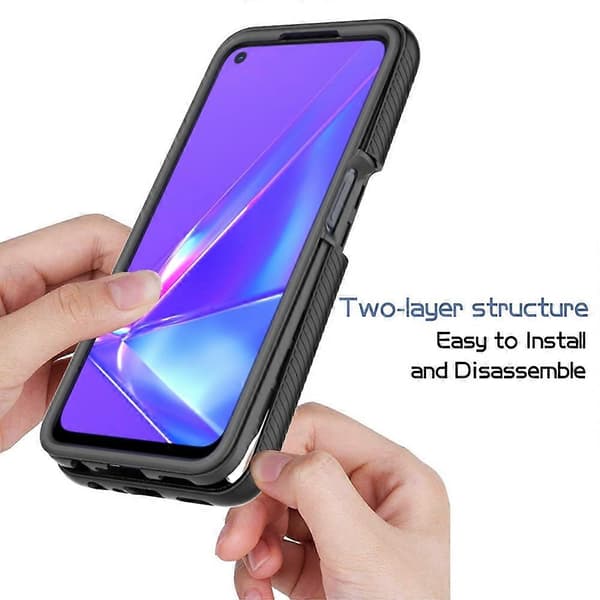 OPPO A52 / A72 / A92 Starry Sky Solid Color -sarjan iskunkestävä PC + TPU suojakotelo Black