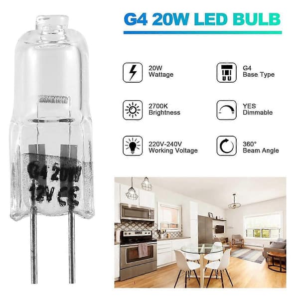 20 st G4 halogenlampor, 20W 12V halogenlampor G4 halogenlampor CJY Transparent