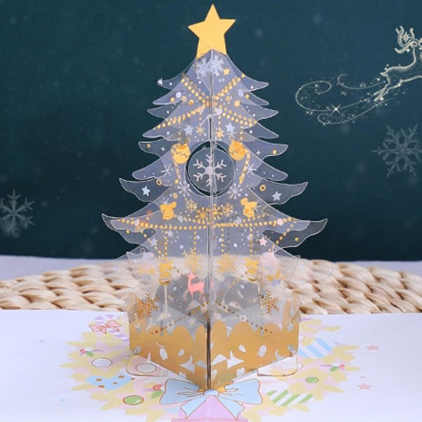 3D pop-up joulutervehdyskorttiin kirjekuorella Käsintehty postikortti Xmas Tree