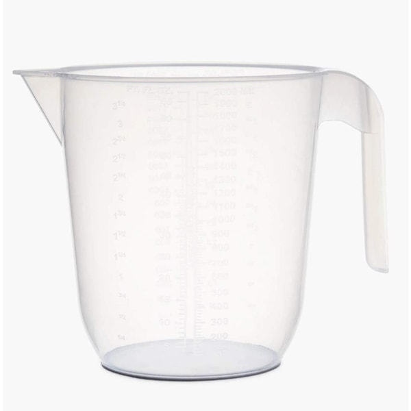 QU*2L måttbägare. Köksredskap för hushållet. Transparent och klar, 2000 ml kapacitet. BPA-fri. Måttbägare PT, OZ och ML.