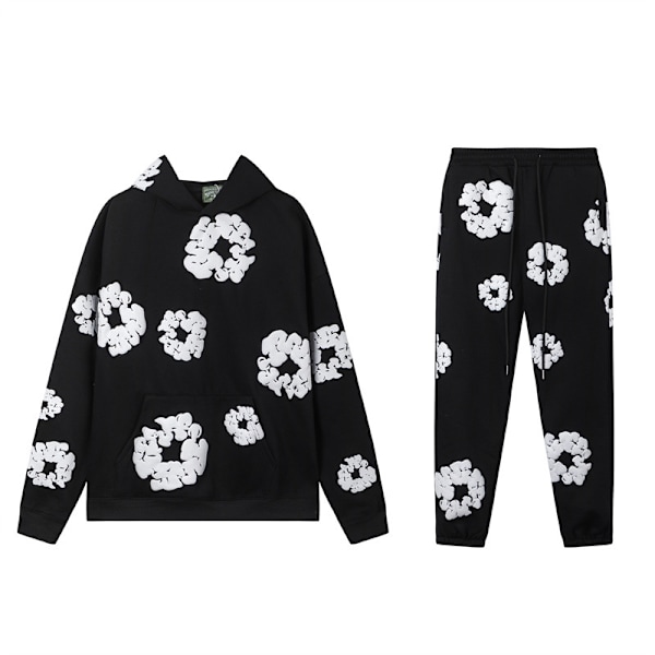 DENIM TEARS Kapok-skum trykt amerikansk par sweater hoodie sweatpants afslappet sæt trendy mænds ins M
