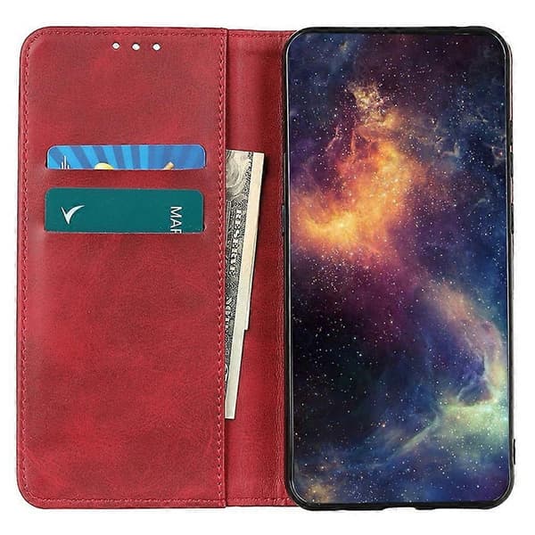 Til iPhone 17 Pro Max Etui i Spaltlæder Flip Wallet Telefoncover Multicolor Red