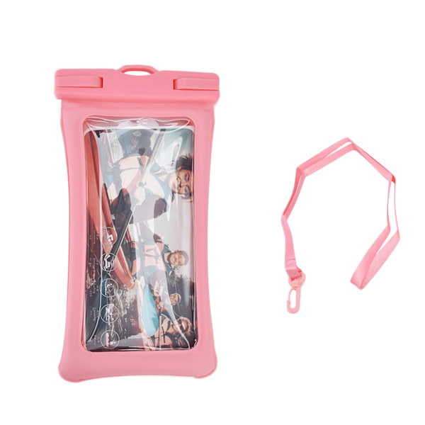 TPU Universal Flytande Vattentätt Telefonficka med Snodd, Kompatibel med Telefoner under 7,2 Tum, Rosa 0.2