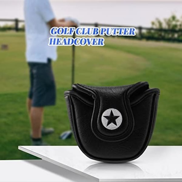 1 st PU Läder med Hajbroderi Magnet Golf Mallet Putter Huvudskydd Golfklubba Putter Huvudskydd Mallet Putter Huvudskydd