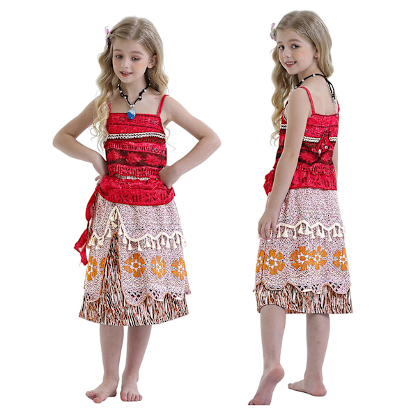 5 kpl Moana Cosplay -asu, kaksiosainen hamesetti hihattomalla mekolla tytöille 120cm