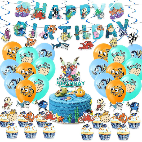 Finding Nemo Happy Birthday Balloon Set Latex Balloons Party Decoration Kit