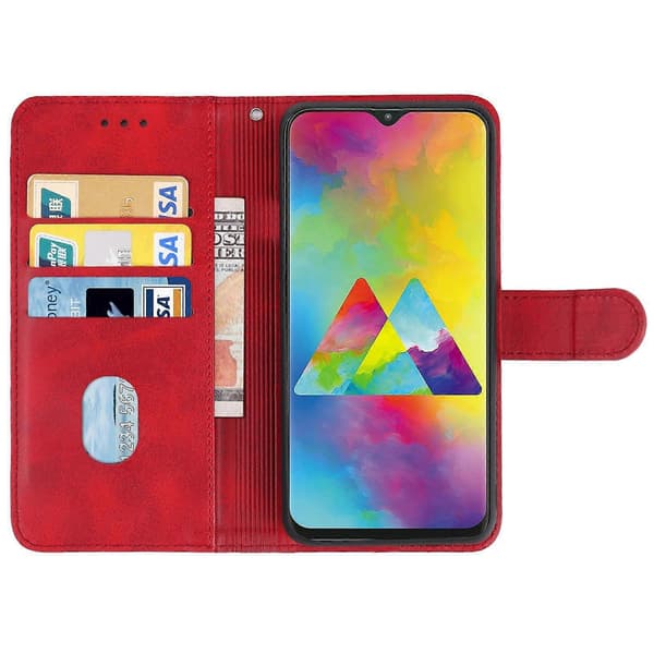 Til Samsung Galaxy M20 Læder Telefoncover Red