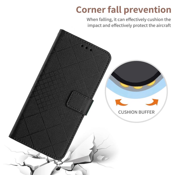 HT06 til Realme C67 4G læderetui Litchi Texture telefoncover med pung Black