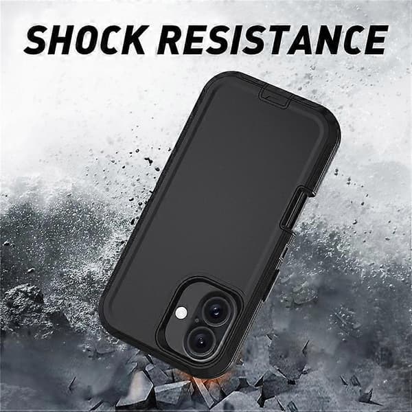 Kompatibel med iPhone 16 Plus-deksel avtakbart PC+TPU fallsikkert bakdeksel Black