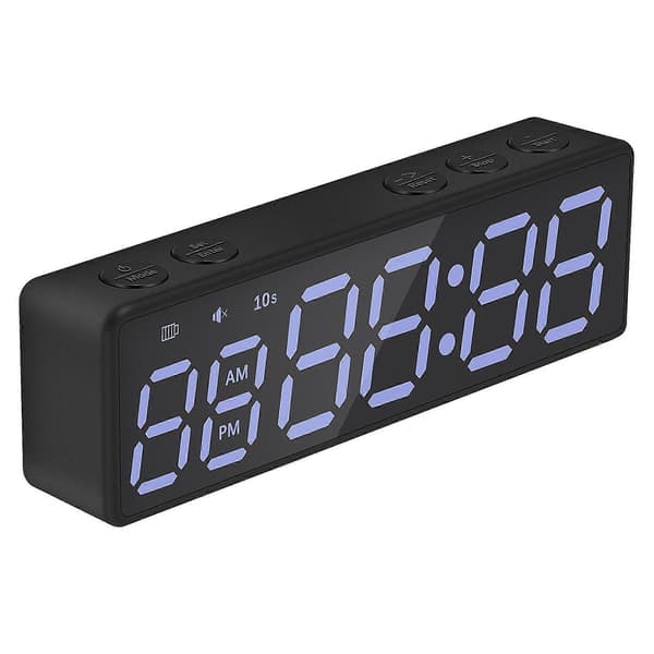 Bærbar træningstimer Intervaltimer Træningsur Nedtælling/OP/Stopur Magnetisk & USB Genopladelig Black