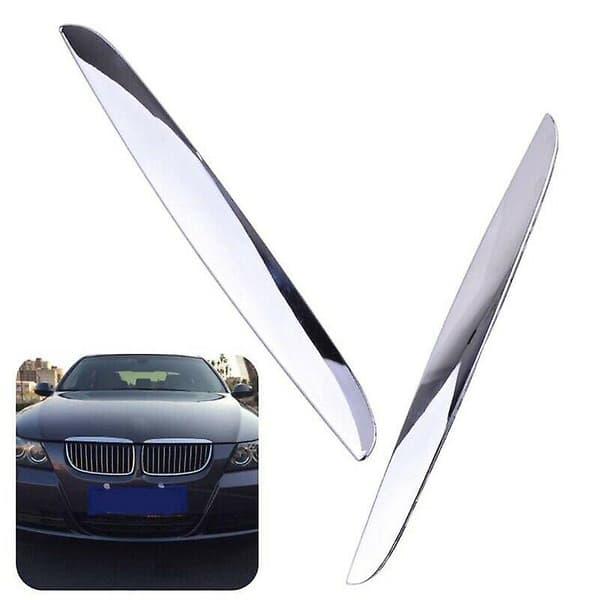 2 stk. krom ABS frontfanger over nyregrill panserdeksel trim 51137117242 for 3-serie E90 E91 2 Silver  black