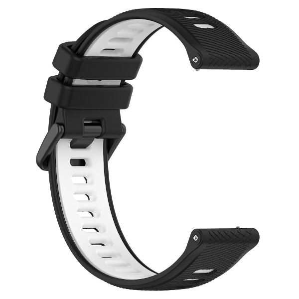 Silikonklokkebånd for Garmin Forerunner 265S, 18 mm, dobbelt farge, erstatningsreim Black White