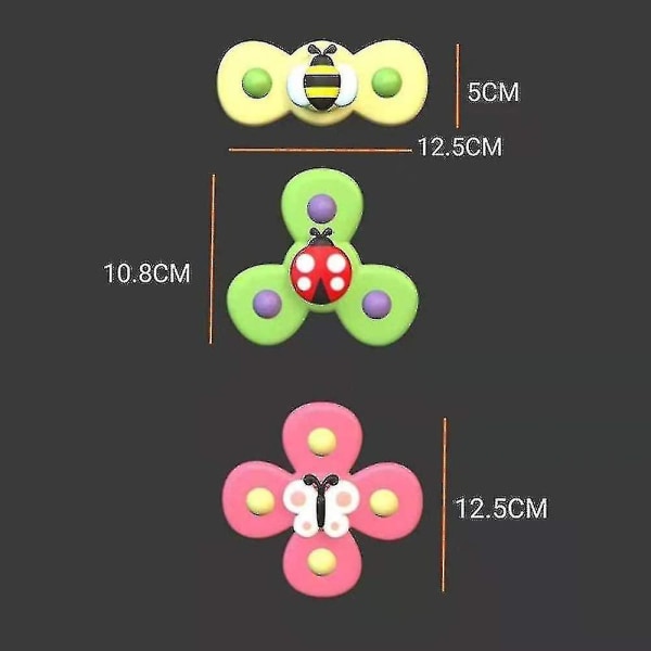 3 Pak Sucker Spindelegetøj Fidget Spinner Badelegetøj Med Roterende Sugeskål