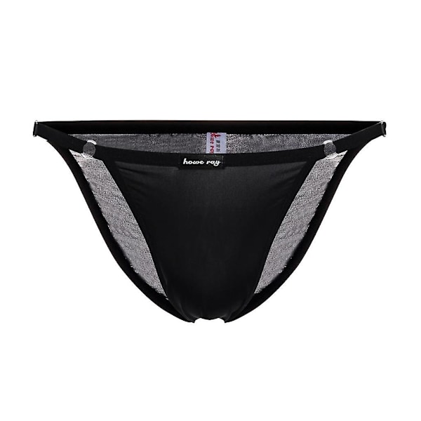 Herr Ice Silk Låg Midja Kalsonger Underkläder String Bikini Justerbar Black