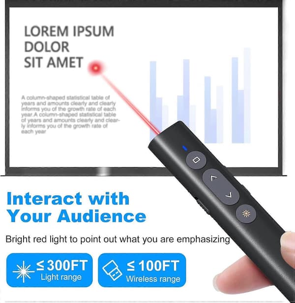 USB-A/USB-C Præsentationsklikker til PowerPoint-præsentationer Pointer, Trådløs