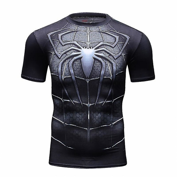 Superhero Punisher Lyhythihainen Urheilupaita Treeni 3D Kompressio Nopeasti Kuivuva Harjoittelu Miesten Juoksu Kuntosali Fitness Top Rashguard 18 M