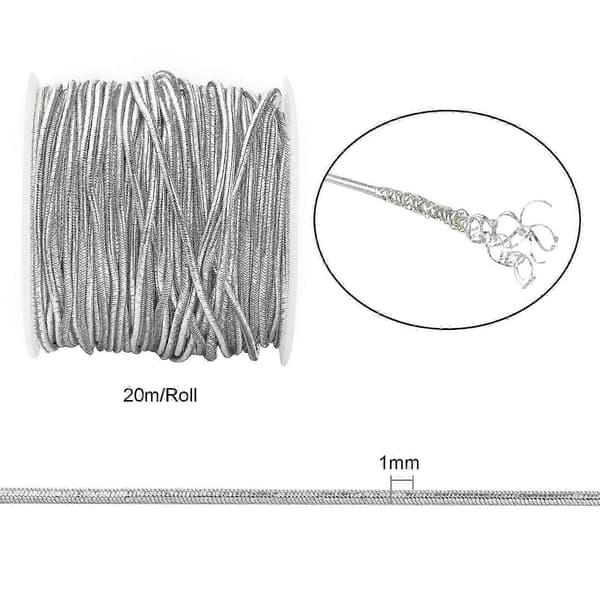 2025 21 Yards/20 m elastisk snöre pärlsnöre tråd 1 mm silver pärlsnöre