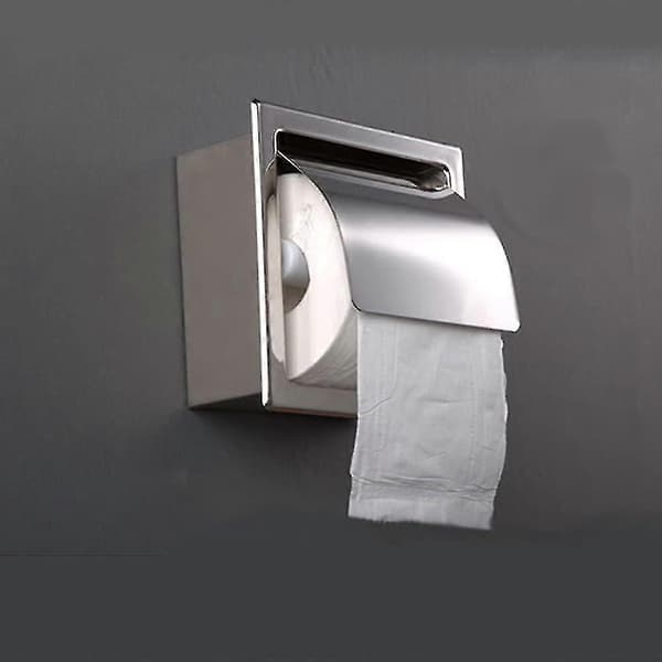 Innfelt papirholder for baderomsoppbevaring, rustfritt stål, polert