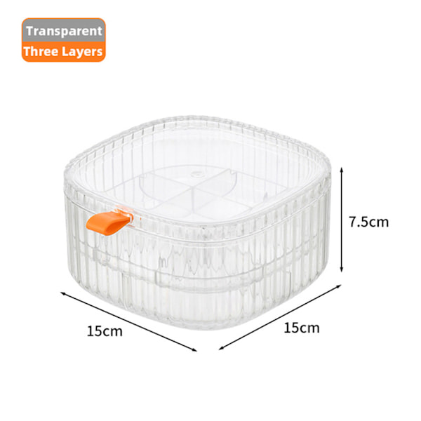Smykkeskrin med flere rum, transparent akryl kosmetikopbevaringsboks Transparent Three Layers