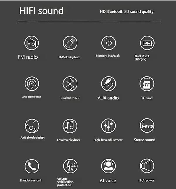 12V Bil MP3-spiller Bluetooth Håndfri FM Bilradio Fargerik Belysning Lyd