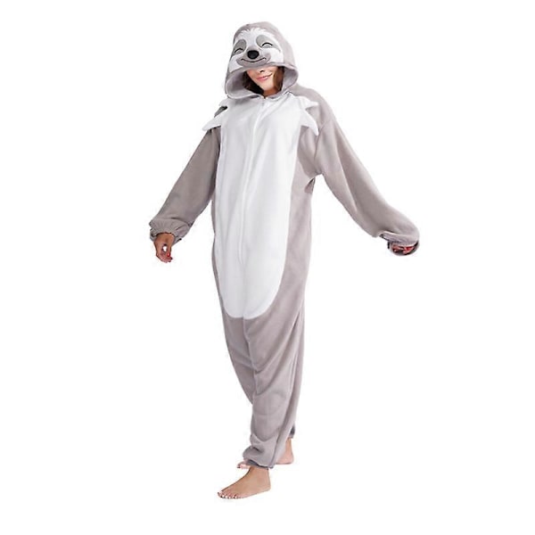 Dragkedja Vuxen Djur Brun Sengångare Kigurumi Onesies Pyjamas Tecknad Mjuk Fleece Gåva Halloween Cosplay Kostymer Jumpsuits Hög Kvalitet Sloth onesie XL Fit 178cm-189cm