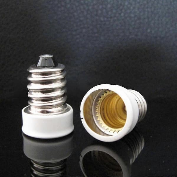 2 stk. E14 til E12 Adapter Konverter Lampeholder Base Sokkel For E14 LED Lyspære
