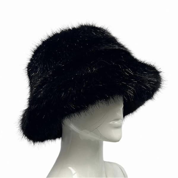 Faux Fur Spandhat til kvinder - Blødt, varmt og stilfuldt tilbehør i rige farver Black