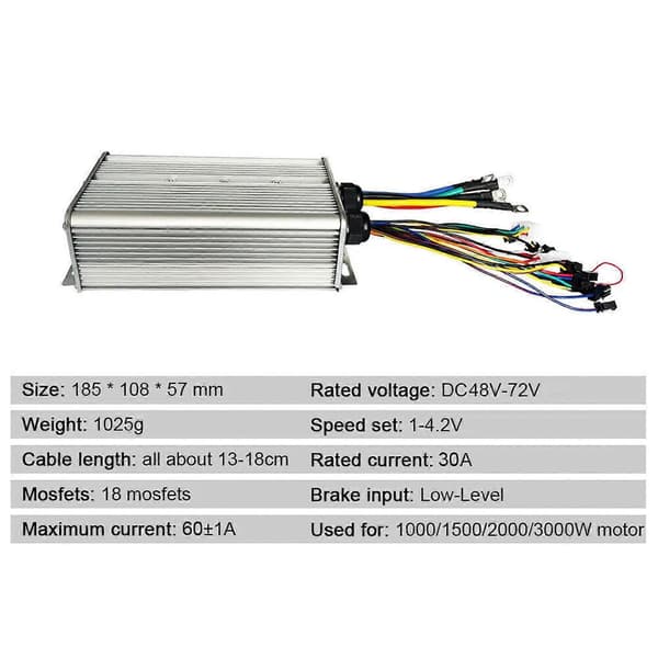 48V-72V 18 rør sinusbølge dobbelt tilstand controller til elektrisk cykel 3000W motorCJY Controller LED display