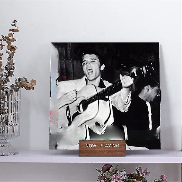 Træ Vinyl Pladeholder Display Stativ - Bordplade Nu Afspilning Album Cover Holder - Enkelt Cd Stativ