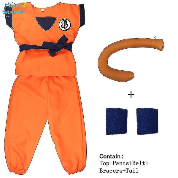 Jul Barn Vuxen Dräkter Son Goku Cosplay Kostym Anime Superhjältar Overall Svart Hår Kostym Klä Ut wig blue 110 height100*110cm *Goku